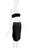 Gucci Black Suede Paneled Wrap Pencil Midi Skirt
