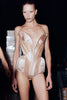 Mugler Pink Satin Bustier Corset Padded Hips Bodysuit Runway SS2025