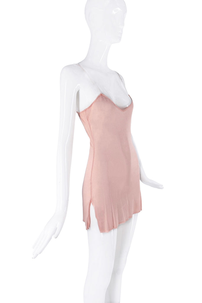 Christian Dior Pink Slit Mini Slip Dress