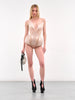 Mugler Pink Satin Bustier Corset Padded Hips Bodysuit Runway SS2025
