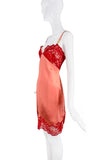 Versace Red Silk Satin Lace Medusa Logo Strap Slip Dress