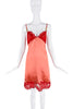 Versace Red Silk Satin Lace Medusa Logo Strap Slip Dress