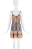 Jean Paul Gaultier Nude Black Sheer Floral Lace Mini Slip Dress
