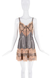 Jean Paul Gaultier Nude Black Sheer Floral Lace Mini Slip Dress