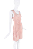 Christian Dior Pink Sheer Mesh Embroidered Slip Dress