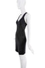 Alaia Black Ribbed V Neckline Bodycon Midi Dress