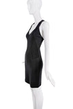 Alaia Black Ribbed V Neckline Bodycon Midi Dress