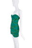 Balmain Green Gemstone Cross Ruched Bodycon Bustier Mini Dress SS2009