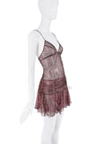 DSquared2 Pink Sheer Crystal Sequin Ruched Ruffle Babydoll Dress