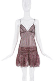 DSquared2 Pink Sheer Crystal Sequin Ruched Ruffle Babydoll Dress