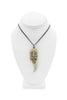 Roberto Cavalli Gold Silver Green Pavé Crystal Embellished Enamel Tusk Pendant Necklace