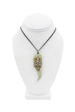 Roberto Cavalli Gold Silver Green Pavé Crystal Embellished Enamel Tusk Pendant Necklace