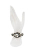 Lanvin Silver Crystal Pearl Embellished Cut Out Cuff Bracelet