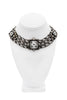 Vintage Blackened Silver Multi Chain Crystal Rhinestone Pendant Collar Necklace