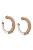 Armani Tan & White Leather Hoop Earrings with Silver-Tone Hardware