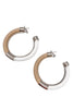 Armani Tan & White Leather Hoop Earrings with Silver-Tone Hardware