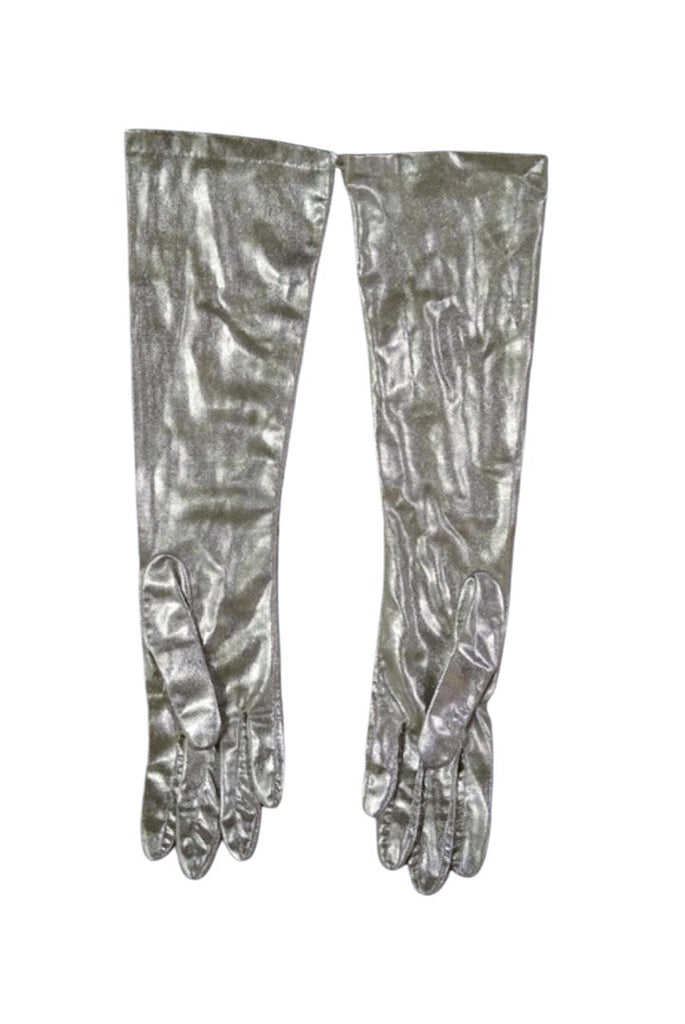 Vintage Silver Sparkle Elbow Length Gloves circa 1950's