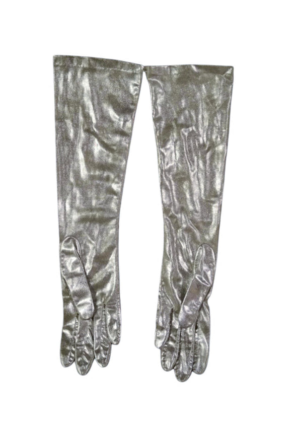 Vintage Silver Sparkle Elbow Length Gloves circa 1950's