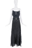 John Galliano Black Embroidered Bow Crystal Buckle Belt Dress Gown SS2002