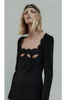 Saint Laurent Black Cut Out Bra Corset Scallop Edge Halter Dress Gown