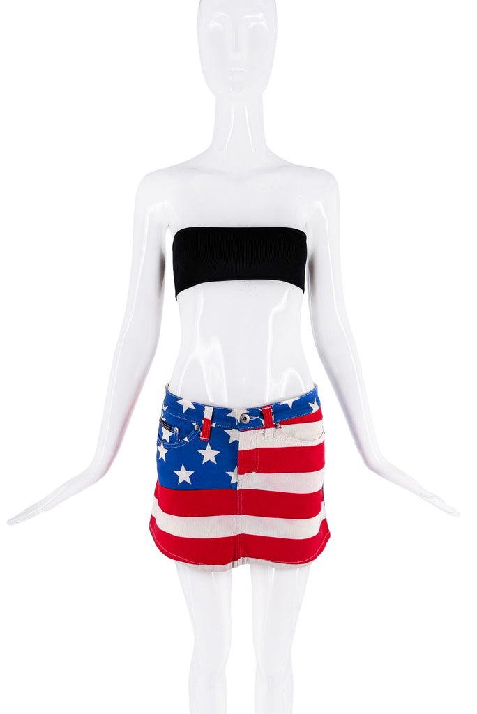 Dolce & Gabbana Red White & Blue American Flag Mini Skirt