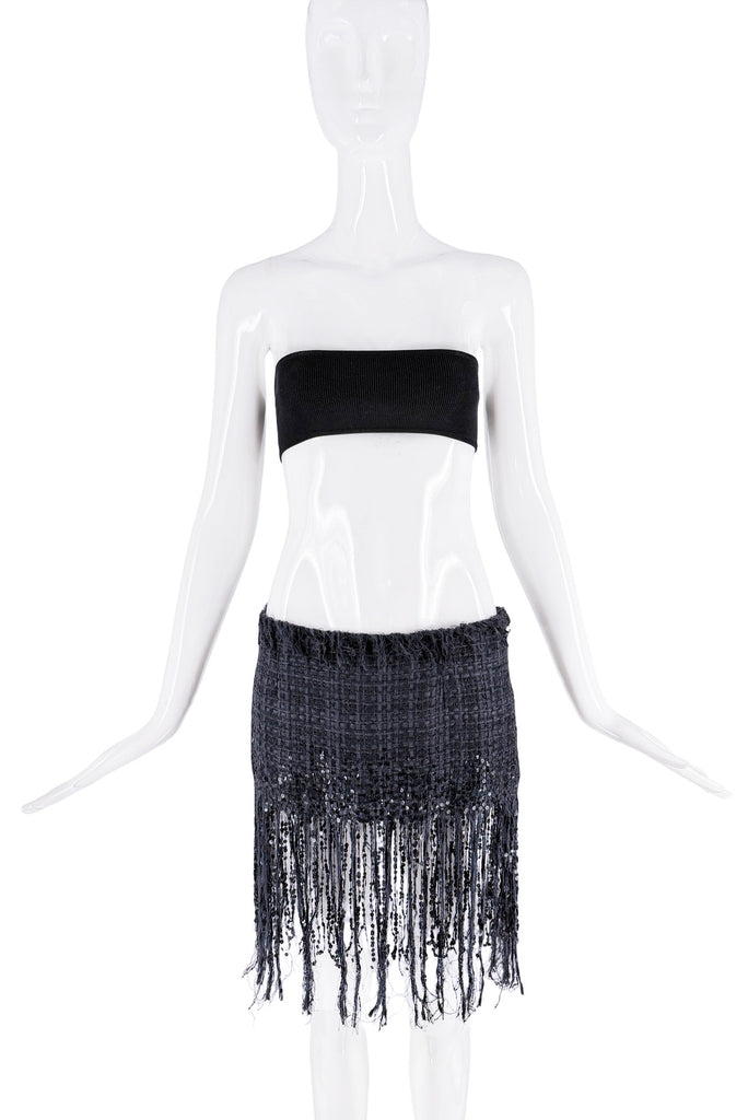 Koji Nihommatsu Black Crocheted Knit Lace Shredded Skirt P/E 2009