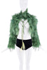 Roberto Cavalli Green Feather Cropped Double Tie