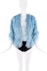 Roberto Cavalli Blue Gold Embroidered Fur Jacket Coat