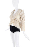 John Galliano White Creme Knit Crochet Lace Ball Sweater