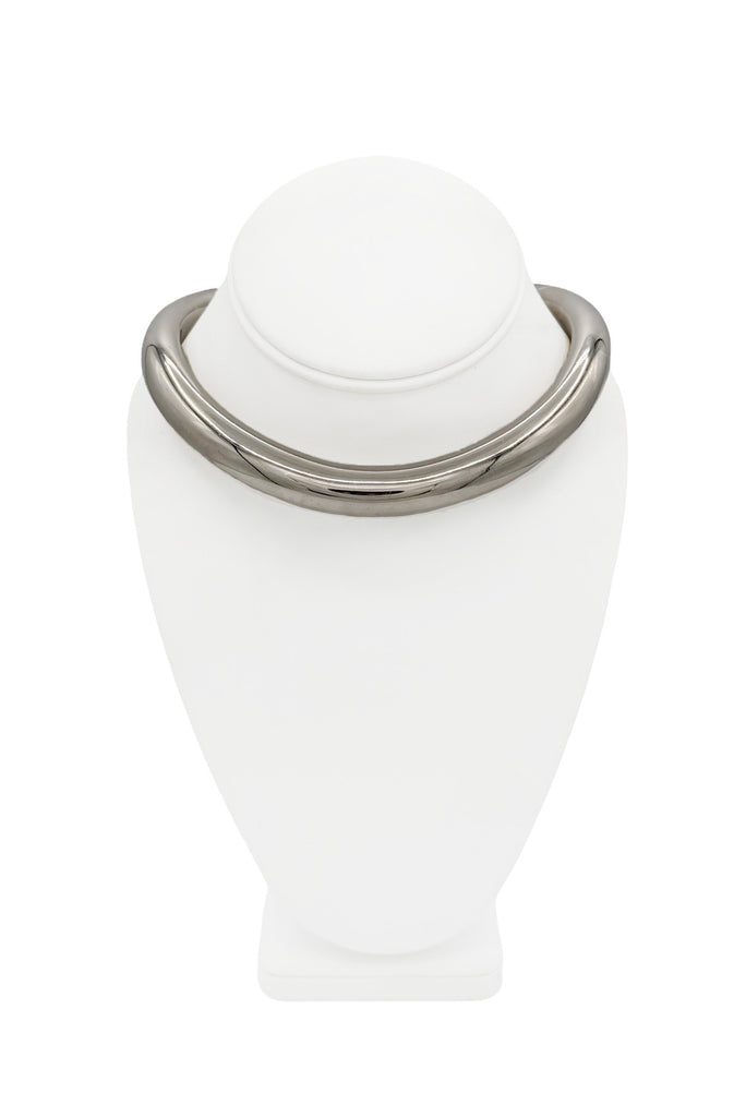 Alexander McQueen Silver Curved Collar Necklace