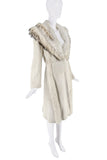 Roberto Cavalli White Fur Long Black Accent Coat