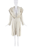 Roberto Cavalli White Fur Long Black Accent Coat