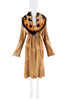 Roberto Cavalli Brown Leather Patchwork Silk Lining Spotted Fur Collar Coat