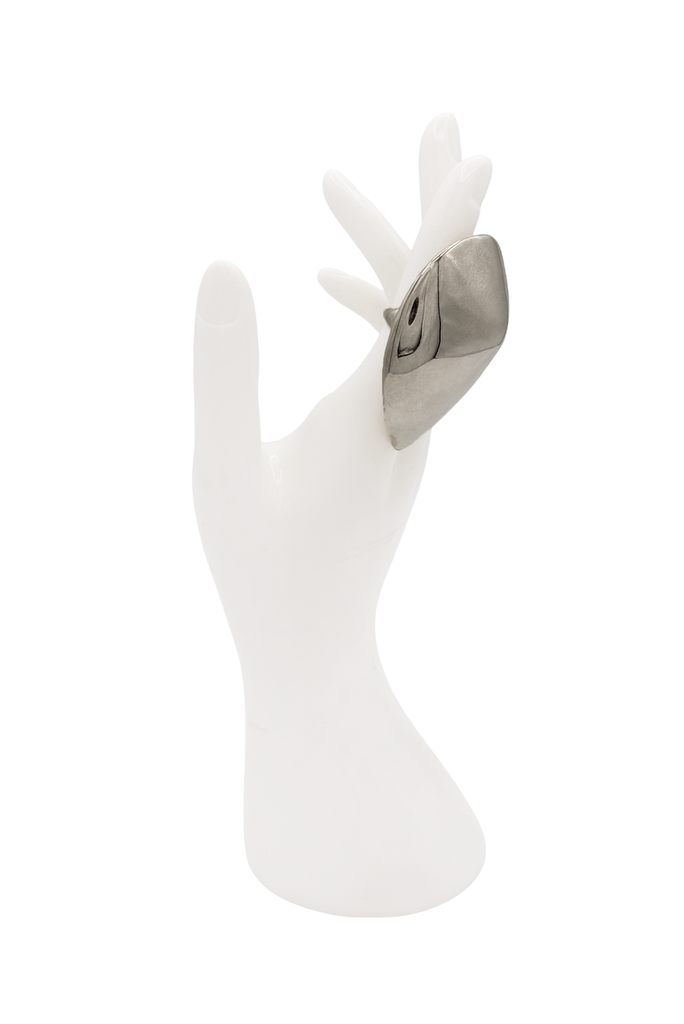 Alexander McQueen Silver XL Oversized Pointed Shield Plate Statement Ring