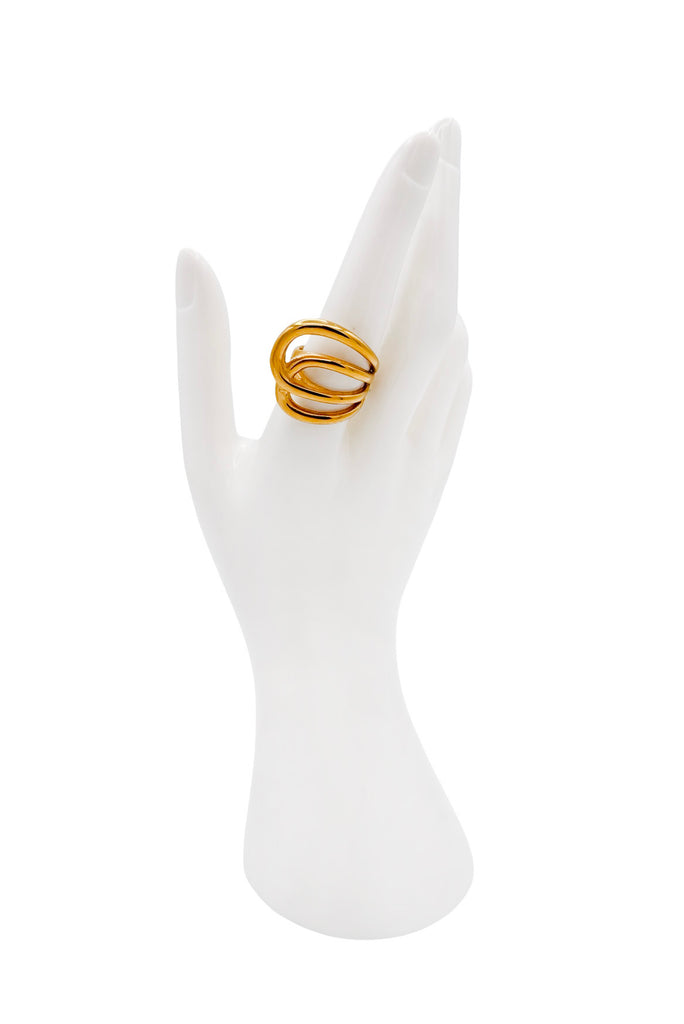 Vintage Gold Architectural Cut Out Loop Statement Ring
