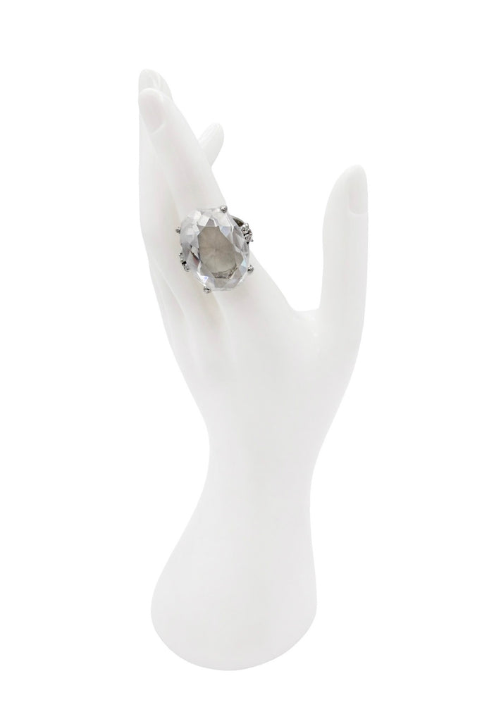 Vintage Silver Pavé Crystal Rhinestone Cocktail Ring