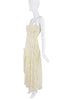 Elena Velez Creme Ruched Drape Harness Drop Waist Bias Cut Dress Gown