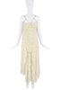 Elena Velez Creme Ruched Drape Harness Drop Waist Bias Cut Dress Gown