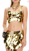 Paco Rabanne Gold Chain Mail Oversized Sequin Crop Top