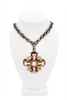Lanvin Blackened Silver Gold Crystal Geometric Pendant Chain Link Necklace