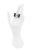Etro Silver Black and Clear Rhinestone Crystal Cocktail Ring