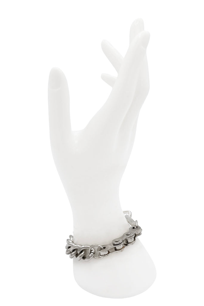 Vintage Silver Bike Chain Large Double Clasp Closure Chain Bracelet