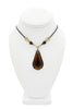 Vintage Silver Brown Tiger Eye Gemstone Pendant Bead Chain Necklace