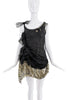 John Galliano Black Sheer Bow Gold Sequin Slit Mini Dress