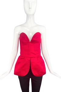Saint Laurent Rive Gauche Red Satin Heart Bustier Top