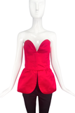Saint Laurent Rive Gauche Red Satin Heart Bustier Top