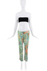 Dolce & Gabbana Green Pink Yellow Silk Paisley Print Pants