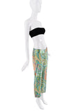 Dolce & Gabbana Green Pink Yellow Silk Paisley Print Pants
