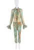Dolce & Gabbana Green Pink Yellow Silk Paisley Print Pants