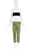 Dolce & Gabbana Green Paisley Print Belt Pants